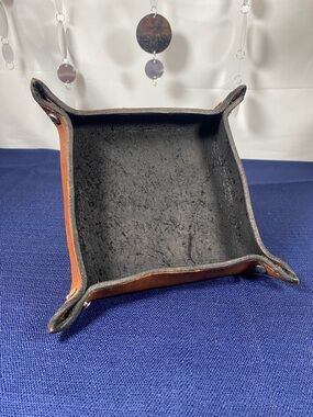 Leather Valet Tray - Brown/Black Catchall